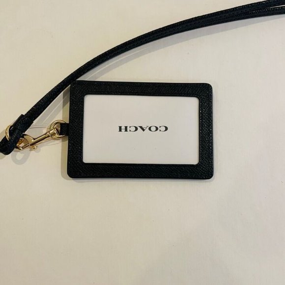 Coach Badge ID Lanyard Holder in Signature Canvas w/leather Black - Picture 4 of 5